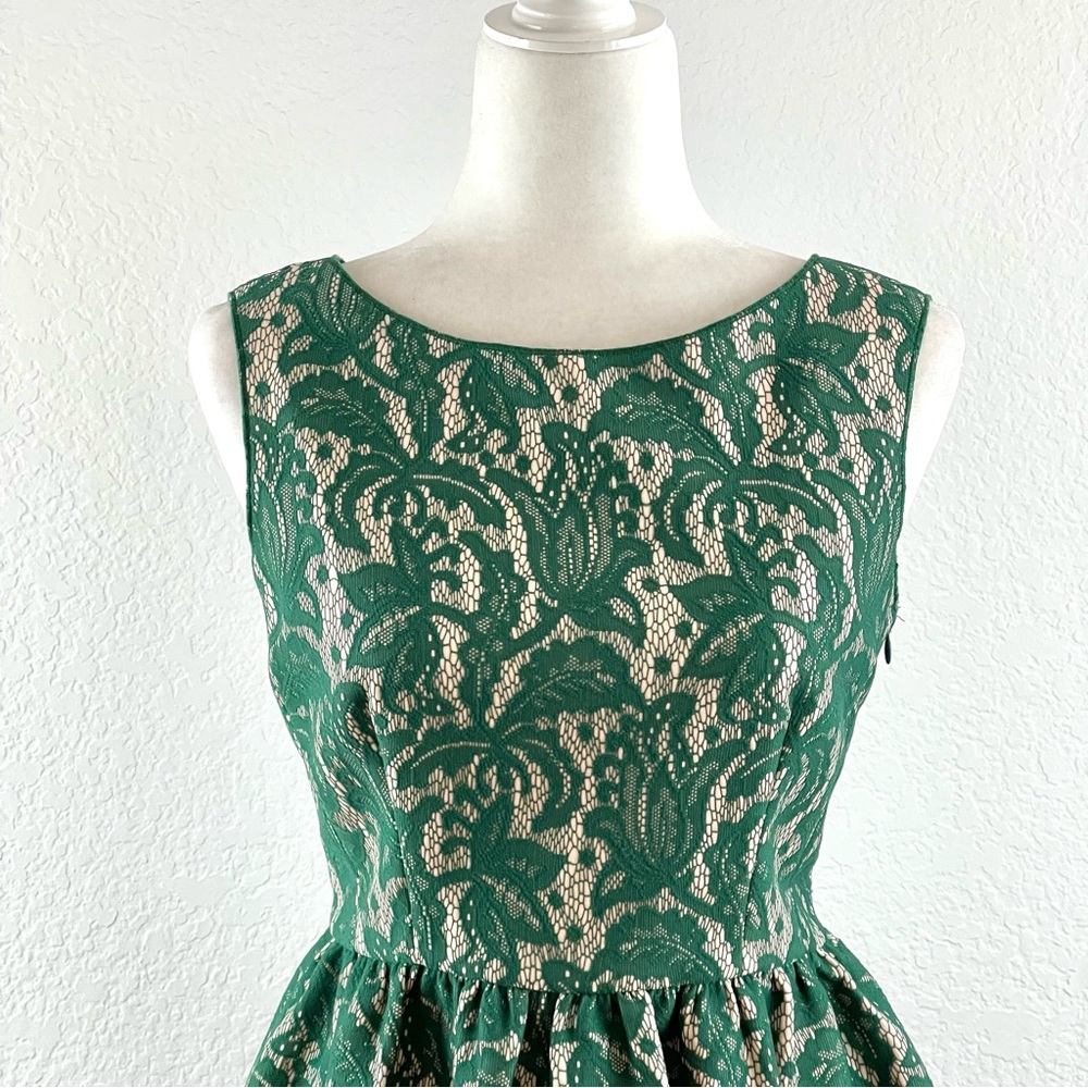 Zara Green Tulip Lace Mini Dress Size M - Picture 6 of 10
